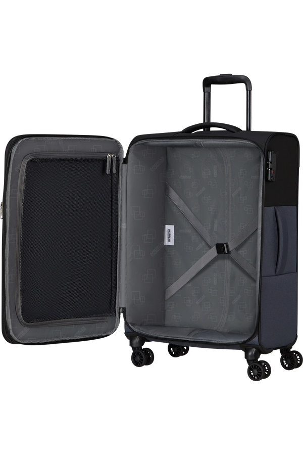 American Tourister Daring Dash Spinner Expandable TSA M  Svart/Gr&aring;