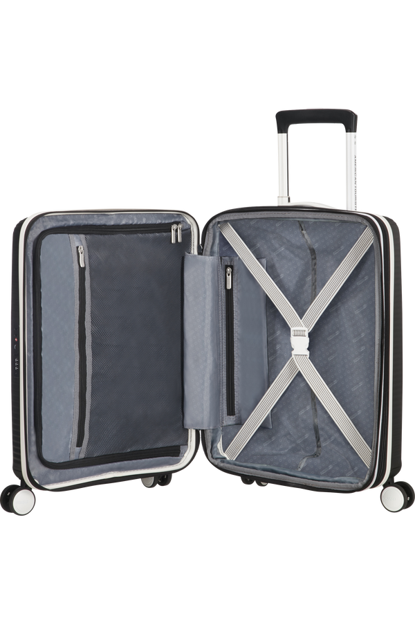 American Tourister Soundbox Spinner TSA Expandable 55cm  Black/White American Tourister Soundbox Spinner TSA Expandable 55cm  Black/White