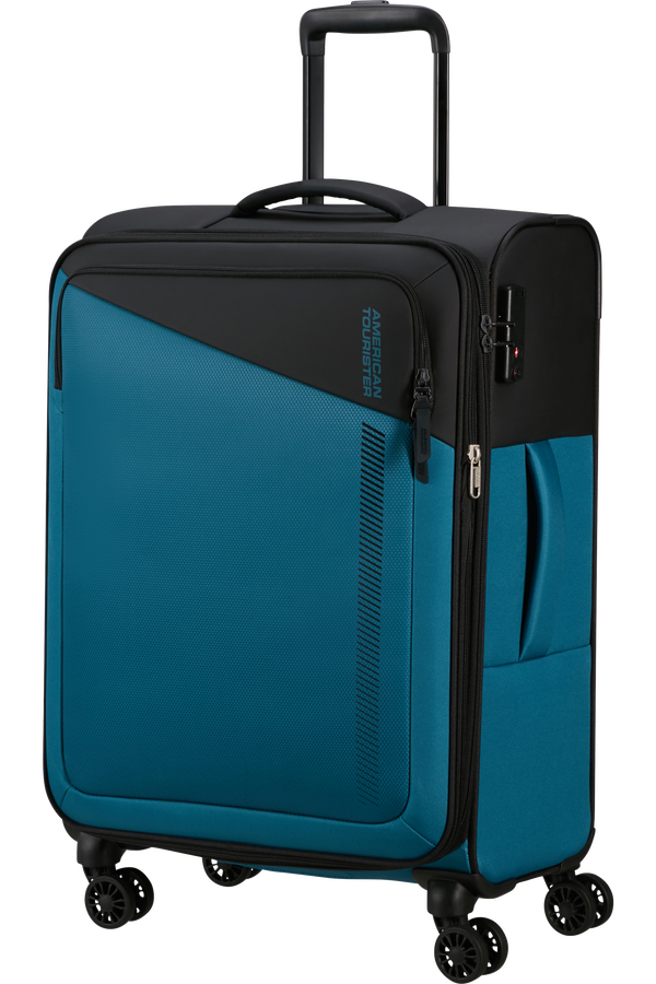 American Tourister Daring Dash Spinner Expandable TSA M  Svart/Bl&aring;