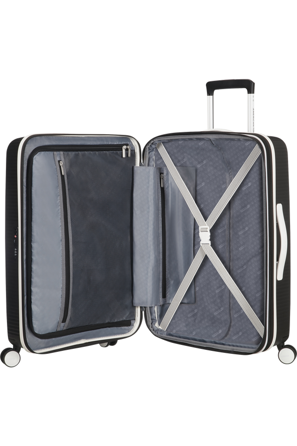 American Tourister Soundbox Spinner TSA Expandable 67cm  Black/White American Tourister Soundbox Spinner TSA Expandable 67cm  Black/White